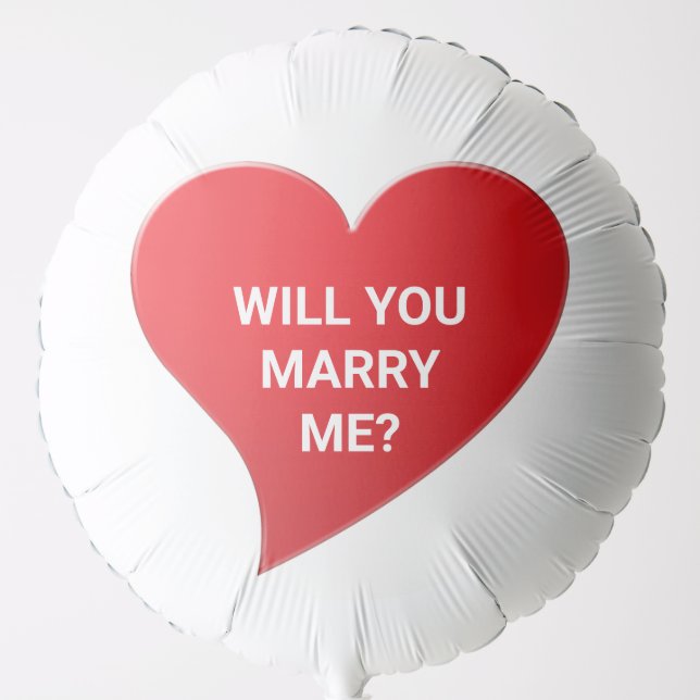 Will You Marry Me red heart marriage proposal cute Balloon (Front)