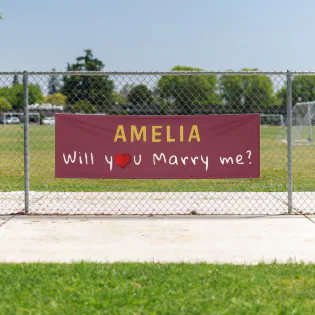 Will you marry me Red Heart Romantic Proposal Banner