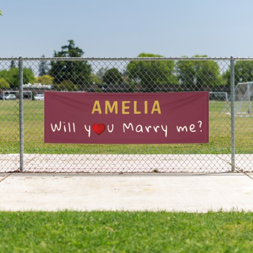 Will you marry me Red Heart Romantic Proposal Banner