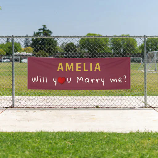 Will you marry me Red Heart Romantic Proposal Banner