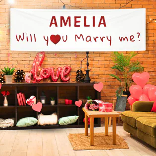 Will you marry me Red Heart Romantic Proposal Banner