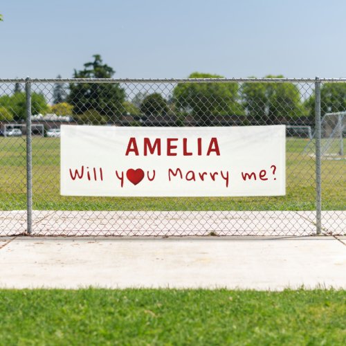 Will you marry me Red Heart Romantic Proposal Banner