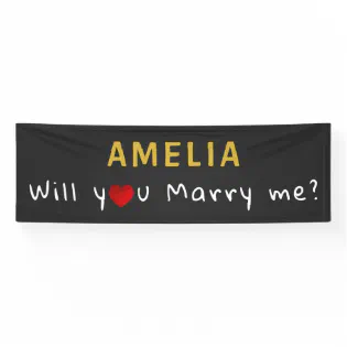 Will you marry me Red Heart Romantic Proposal Banner