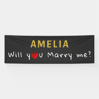 Will you marry me Red Heart Romantic Proposal Banner