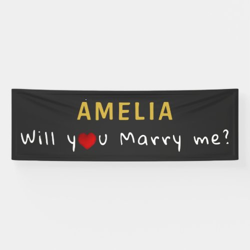 Will you marry me Red Heart Romantic Proposal Banner