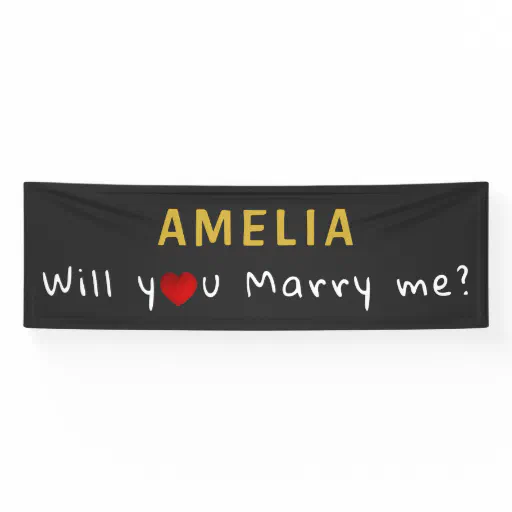 Will you marry me Red Heart Romantic Proposal Banner