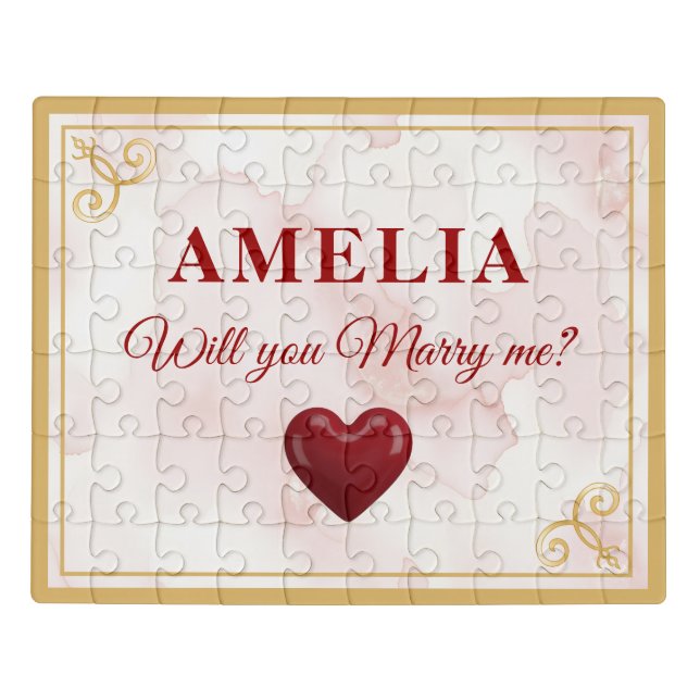 Will you marry me Red Heart Romantic Proposal Jigsaw Puzzle (Puzzle Horizontal)