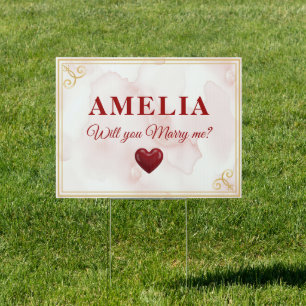 Will you marry me Red Heart Romantic Proposal Sign
