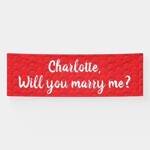 Will You Marry Me red hearts custom proposal Banner