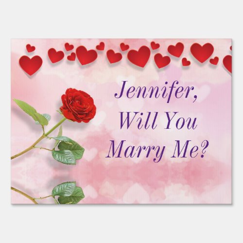 Will You Marry Me Red Hearts Rose NameMessages  Sign