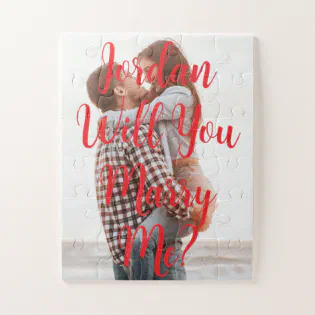 'Will You Marry Me?' Red Photo Proposal Gift Jigsaw Puzzle