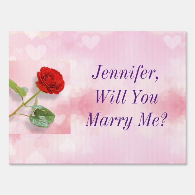 Will You Marry Me? Red Rose Hearts, Name/Messages Sign (Front)