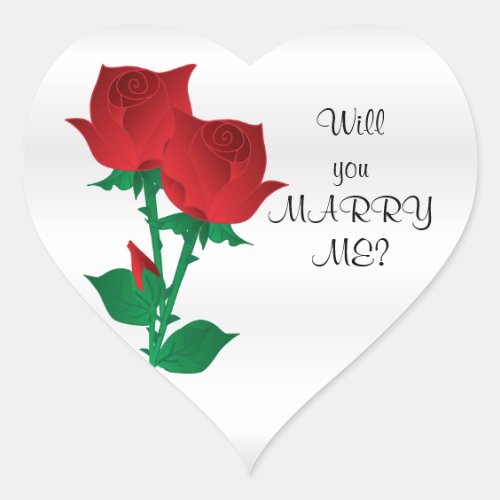 Will You Marry Me  Red Roses Heart Sticker