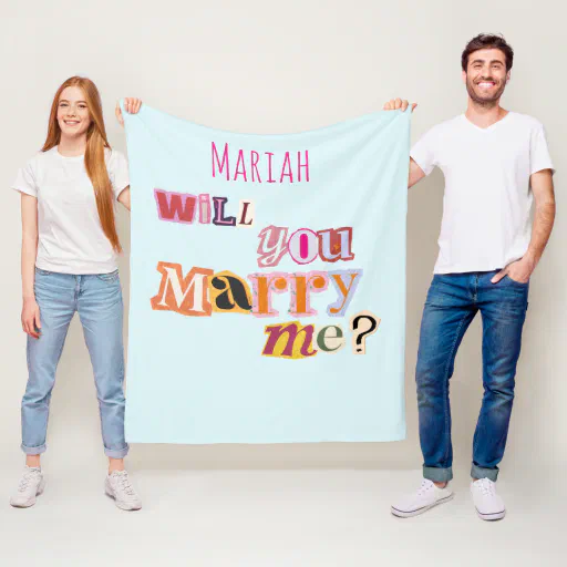 'Will You Marry Me?' Romantic Proposal Nostalgic  Fleece Blanket