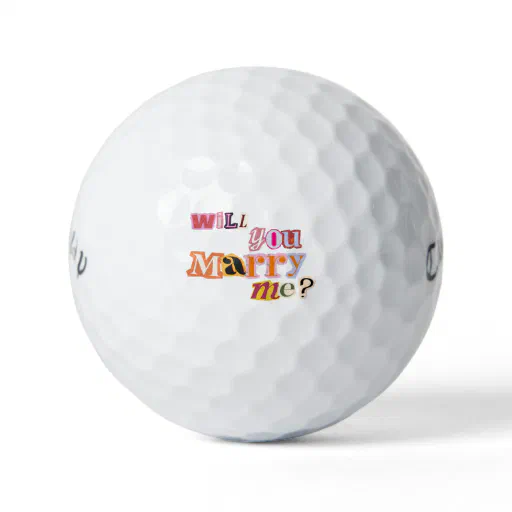 'Will You Marry Me?' Romantic Proposal Nostalgic  Golf Balls