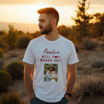 Will you marry me Romantic Proposal Photo T-Shirt<br><div class="desc">Will you marry me Romantic Proposal Photo T-Shirt. Will you marry me in modern red typography with a beautiful red heart. Add your name and a photo.</div>