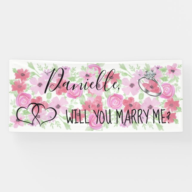 Will you Marry Me Romantic Proposal Sign (Horizontal)