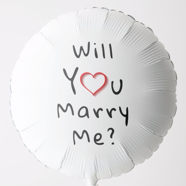 Will you marry me? Romantic Red Heart Balloon (Front)