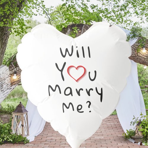 Will you marry me Romantic Red Heart Balloon