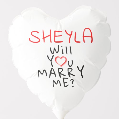 Will you marry me Romantic Red Heart Name Balloon