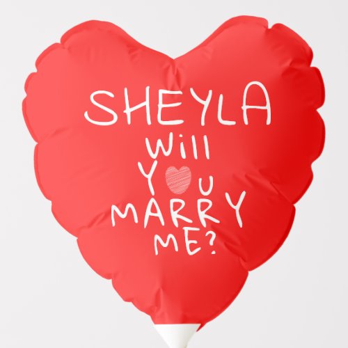 Will you marry me Romantic Red Heart Name Balloon - Will you marry me Romantic Red Heart Balloon with Name. Will you marry me question in modern white typography with a white heart on a red background. Add your name.