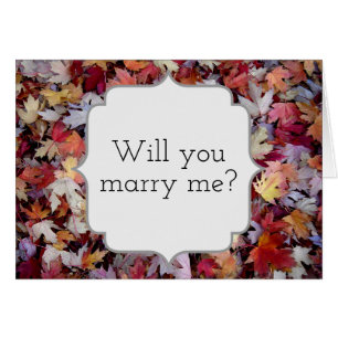 "Will you marry me?" + Rustic Fallen Autumn Leaves Cards