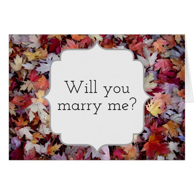 "Will you marry me?" + Rustic Fallen Autumn Leaves Cards (Front Horizontal)