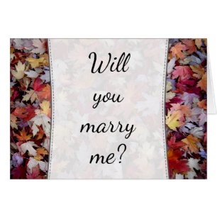 "Will you marry me?" + Rustic Fallen Autumn Leaves Cards