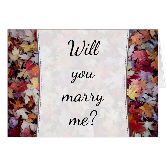 "Will you marry me?" + Rustic Fallen Autumn Leaves Cards (Front Horizontal)