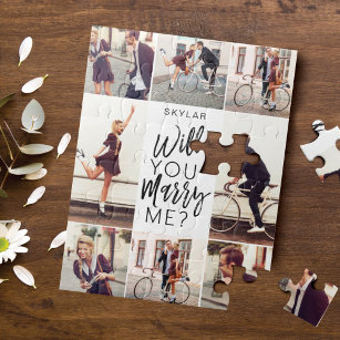 Will You Marry Me Script & Custom Photo Collage Jigsaw Puzzle