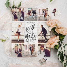 Will You Marry Me Script &amp; Custom Photo Collage Jigsaw Puzzle