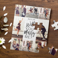 Will You Marry Me Script & Custom Photo Collage Jigsaw Puzzle at Zazzle