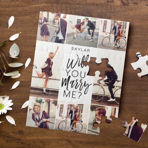 Will You Marry Me Script  Custom Photo Collage Jigsaw Puzzle