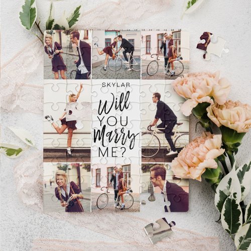 Will You Marry Me Script  Custom Photo Collage Jigsaw Puzzle