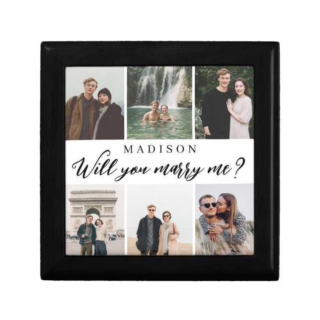 Will You Marry Me Script Photo Collage Proposal Gift Box (Front)