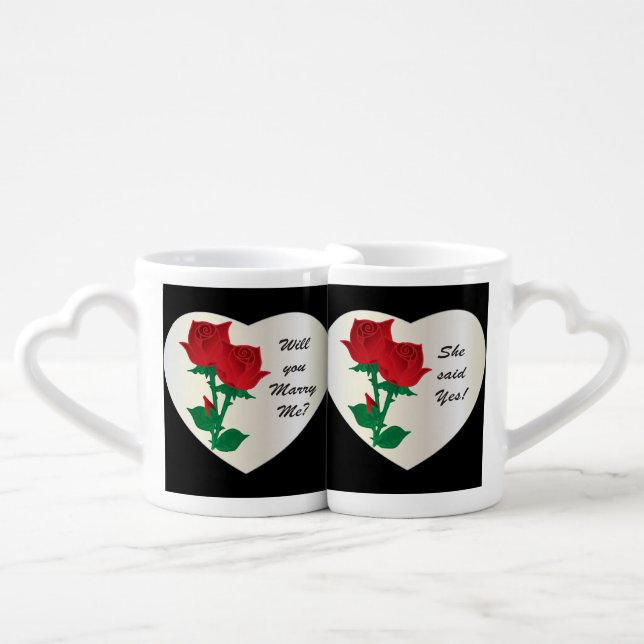 Will You Marry Me? She said Yes Mugs (Front Nesting)