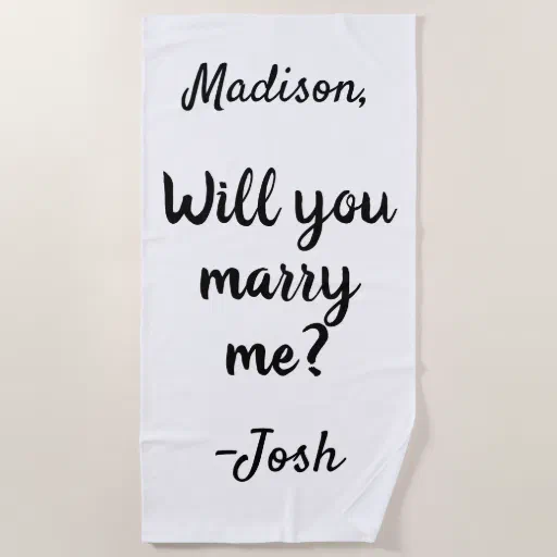 Will you marry me Sign Wedding Proposal Decoration Beach Towel