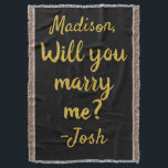Will you marry me Sign Wedding Proposal Decoration Throw Blanket<br><div class="desc">Will you marry me Blanket,  Wedding Proposal Decoration Idea Sign,  Custom Name Keepsake Marriage Decor,  Personalized Couple Propose Photo Prop,  Personalised large beach set up,  Customized surprise u unique banner,  Black gold engagement backdrop tapestry,  Valentine's Day Party Anniversary Gift,  for her Christmas Birthday Reception,  Daddy pop the question present</div>