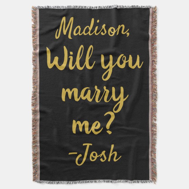 Will you marry me Sign Wedding Proposal Decoration Throw Blanket (Front Vertical)