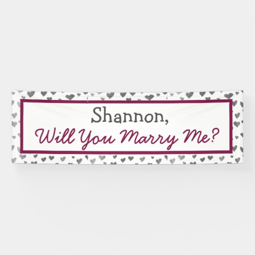 Will you Marry Me Silver Hearts Banner