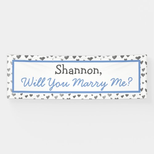 Will you Marry Me Silver Hearts Banner