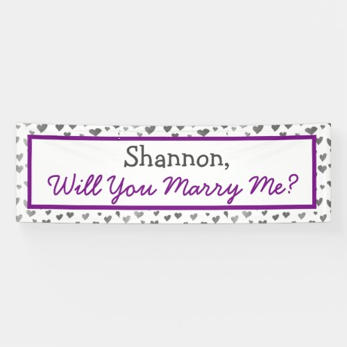 Will you Marry Me Silver Hearts Banner