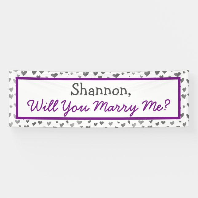 Will you Marry Me, Silver Hearts Banner (Horizontal)
