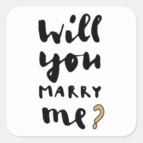 Will you marry me square sticker