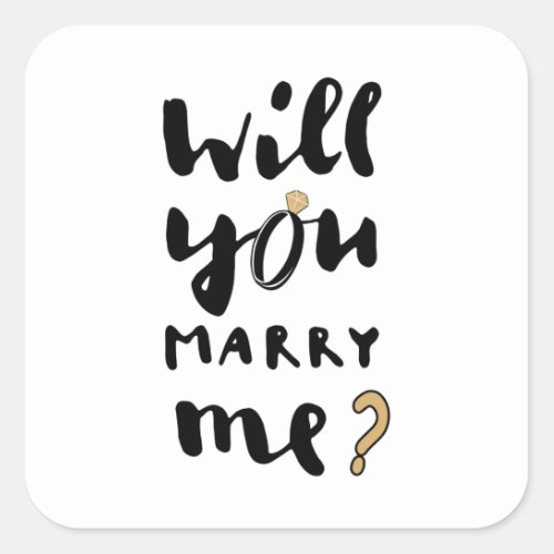 Will you marry me square sticker