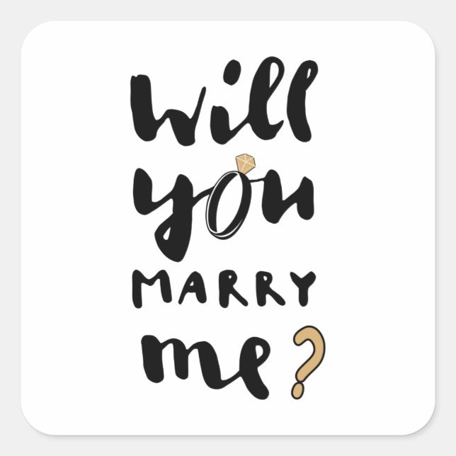 Will you marry me square sticker (Front)
