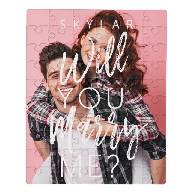 Will You Marry Me Trendy Script & Custom Photo Jigsaw Puzzle (Puzzle Vertical)
