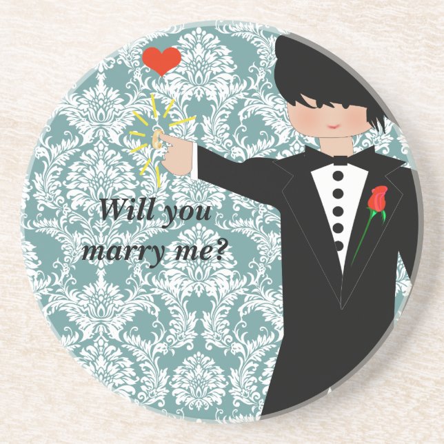 Will You Marry Me? Tuxedo Coasters (Front)
