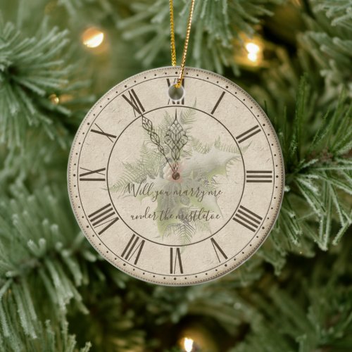 Will You Marry Me Under the Mistletoe Ceramic Ornament