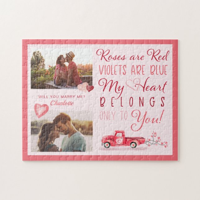 Will You Marry Me? Valentine Poem Proposal Photos Jigsaw Puzzle (Horizontal)